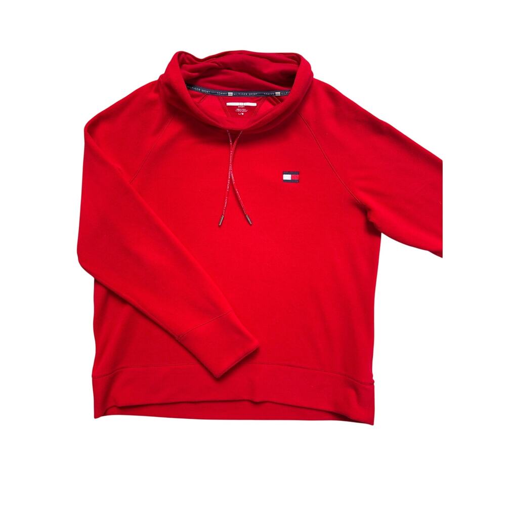 Tommy Hilfiger Sport Women's Red Cowl Neck Pullover Sweatshirt, Size L, #1070